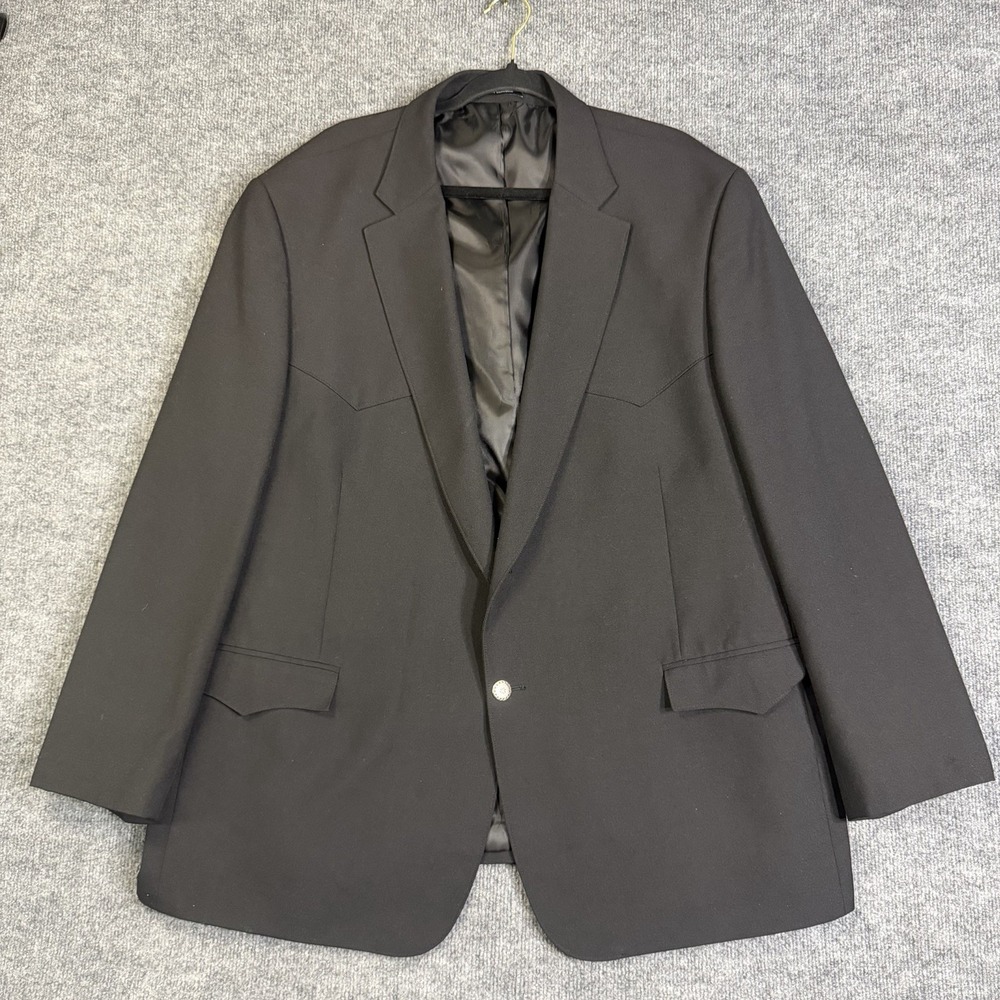 Cody James Western Blazer Men 50 RG Black Wool Sport Coat Silver Buttons Jacket